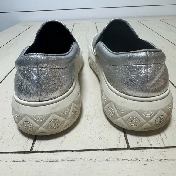 Silver Slip-On Sneakers. Tory Burch - Picture 2 of 6